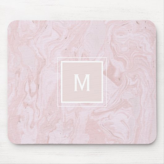 Roze marmer Monogram Muismat (Voorkant)