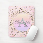 Roze marmer Monogram Muismat (Met muis)