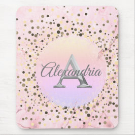 Roze marmer Monogram Muismat