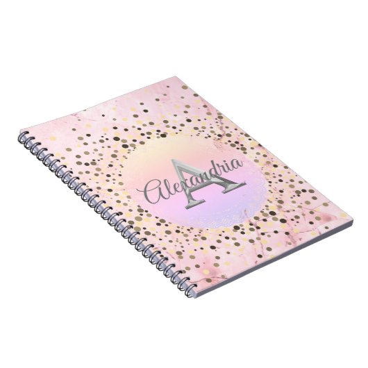 Roze marmer Monogram Notitieboek (Rechterzijde)