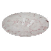 Roze Marmer Monogram Ronde Glas Snijplank (Hoek)