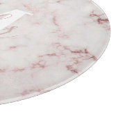 Roze Marmer Monogram Ronde Glas Snijplank (Hoek)