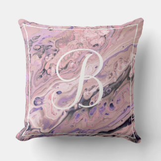 Roze marmer Monogram Sierkussen