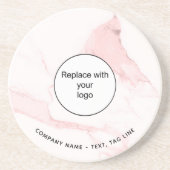 Roze marmer naam bedrijf logo elegant modern zandsteen onderzetter (Voorkant)