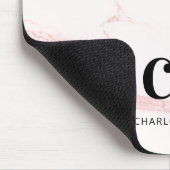Roze marmer name initialen business logo muismat (Hoek)