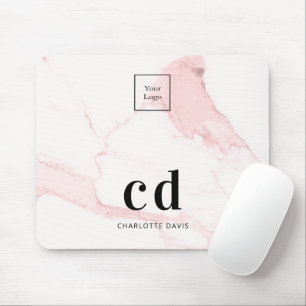 Roze marmer name initialen business logo muismat
