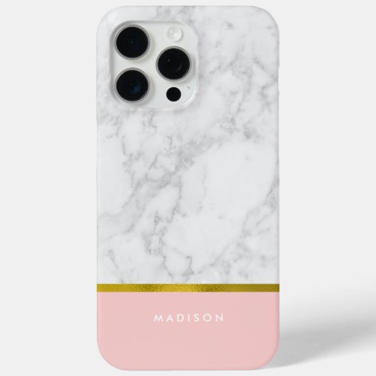 Roze marmer Pattern en Faux Gold Foil Case-Mate iPhone Case (Achterkant)