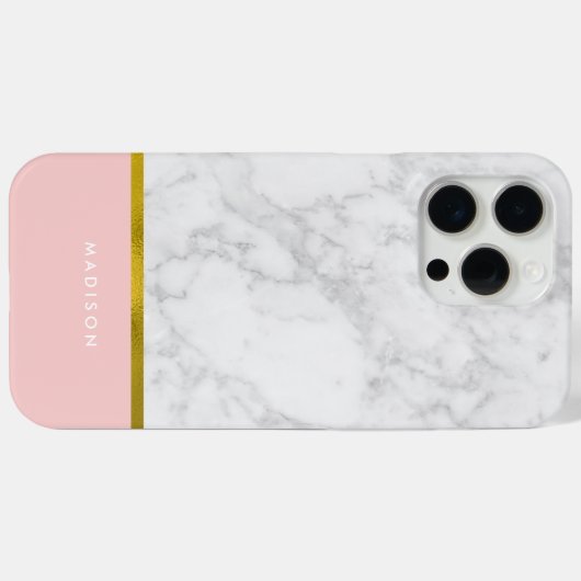 Roze marmer Pattern en Faux Gold Foil Case-Mate iPhone Case (Achterkant (horizontaal))