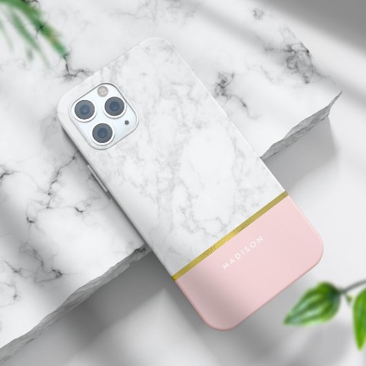 Roze marmer Pattern en Faux Gold Foil Case-Mate iPhone Case