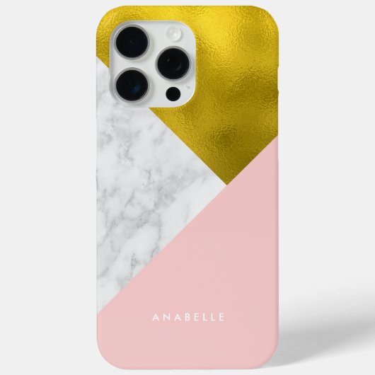 Roze marmer Pattern en Faux Gold Foil Case-Mate iPhone Case (Achterkant)