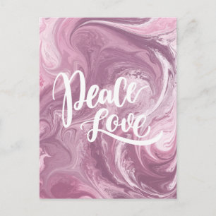 Roze marmer Peace Love Briefkaart Designer