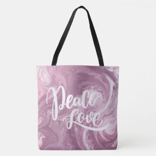 Roze marmer Peace Love Tas