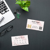 Roze marmer qr code corporate logo klantenkaartje