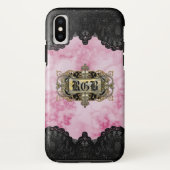 roze marmer Romantic Monogram Case-Mate iPhone Case (Achterkant)
