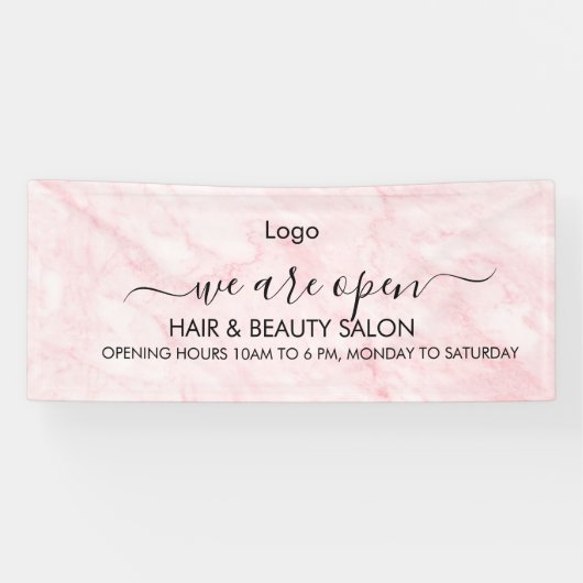 Roze Marmer Schoonheidssalon Spandoek (Horizontaal)