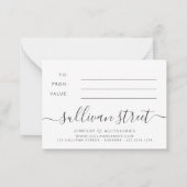 Roze Marmer Small Business Cadeaubon Notitiekaartje (Achterkant)