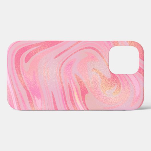 Roze marmer Swirl & Gold Glitter Patroon Case-Mate iPhone Case (Achterkant (horizontaal))