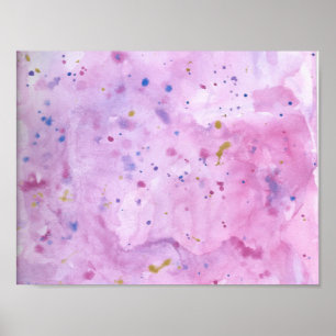 Roze marmer Waterverf Splat Poster