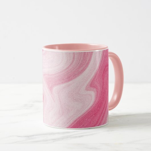 Roze Marmer Wervelend Patroon – Esthetisch Abstrac Mok (Voorkant rechts)
