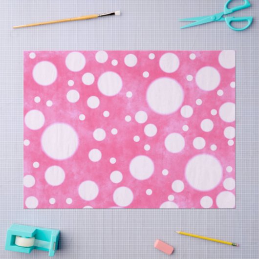Roze Marmer Witte Stippen Patroon Decoupage Tissuepapier (Craft)