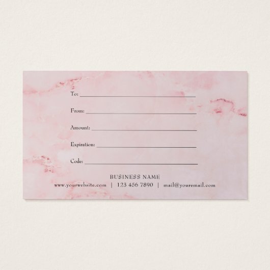 Roze marmer Woodland Garland Gift Certificate Visitekaartje (Achterkant)