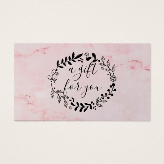 Roze marmer Woodland Garland Gift Certificate Visitekaartje (Voorkant)