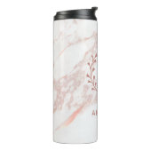 Roze marmer WreatCustom Monogram Thermosbeker (Gedraaid links)