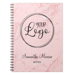 Roze Marmer Zakelijk Logo Vergadering Notitieboek