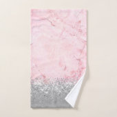 Roze Marmer Zilveren Glitterij Glam Bad Handdoek (Handdoek)