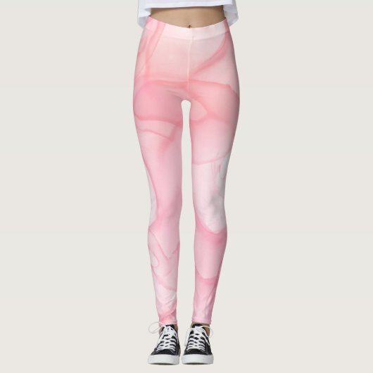 Roze marmerachtergrond, vloeiende kunstachtergrond leggings (Voorkant)