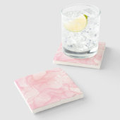Roze marmerachtergrond, vloeiende kunstachtergrond stenen onderzetter (Zijkant)