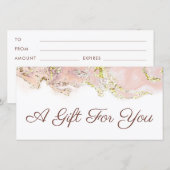 roze marmerdesign cadeaubon (Voorkant / Achterkant)