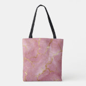 Roze marmeren achtergrond met gouden aders tote bag (Achterkant)
