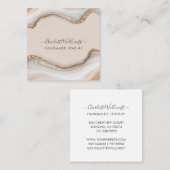 Roze Marmeren Agaat Goud Glitter Handgemaakte Sier Vierkante Visitekaartje (Voorkant / Achterkant)
