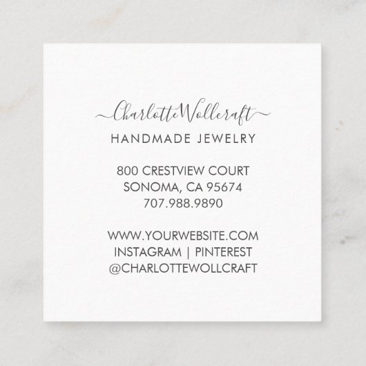 Roze Marmeren Agaat Goud Glitter Handgemaakte Sier Vierkante Visitekaartje (Achterkant)