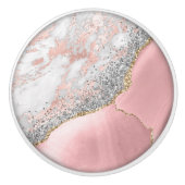 Roze marmeren agaat keramische knop (Voorkant)