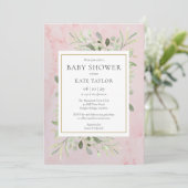 Roze marmeren babyshower voor meisje | Sprinkle Kaart (Staand voorkant)
