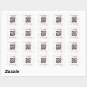Roze marmeren bedrijfsinformatie qr code vierkante sticker (Vel)