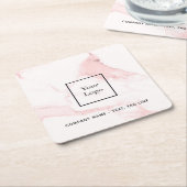 Roze marmeren bedrijfslogo elegant modern kartonnen onderzetters