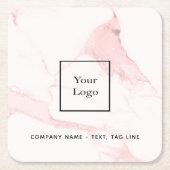 Roze marmeren bedrijfslogo elegant modern kartonnen onderzetters (Voorkant)