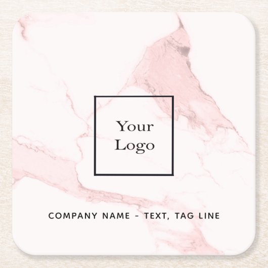 Roze marmeren bedrijfslogo elegant modern kartonnen onderzetters