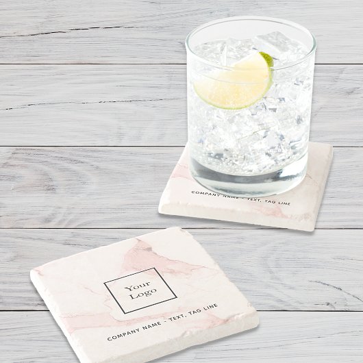 Roze marmeren bedrijfslogo elegant modern stenen onderzetter