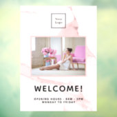 Roze marmeren bedrijfslogo foto welkom raamsticker (Vel 3)