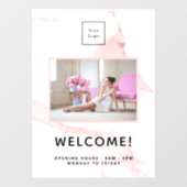Roze marmeren bedrijfslogo foto welkom raamsticker (Vel)