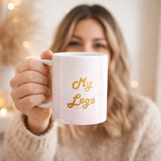 Roze marmeren bedrijfslogo koffiemok