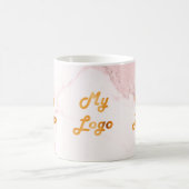 Roze marmeren bedrijfslogo koffiemok (Center)