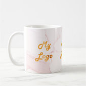 Roze marmeren bedrijfslogo koffiemok (Links)
