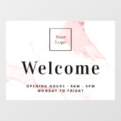 Roze marmeren bedrijfslogo welkom raamsticker (Vel)