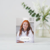 Roze Marmeren Begrafenisgebed Kaart met Foto (Staand voorkant)