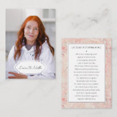 Roze Marmeren Begrafenisgebed Kaart met Foto (Voorkant / Achterkant)
